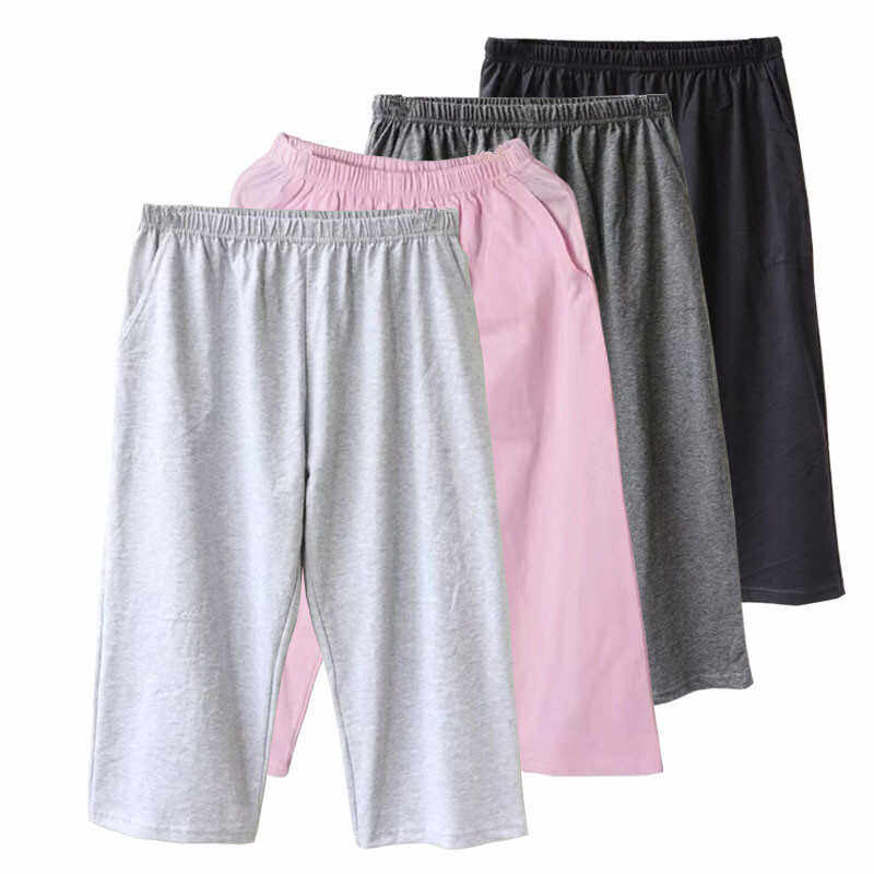 女士睡裤纯棉7分裤薄款宽松大码空调家居裤休闲运动裤男可外穿夏