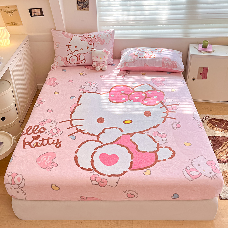 helloKitty牛奶绒床笠儿童床单