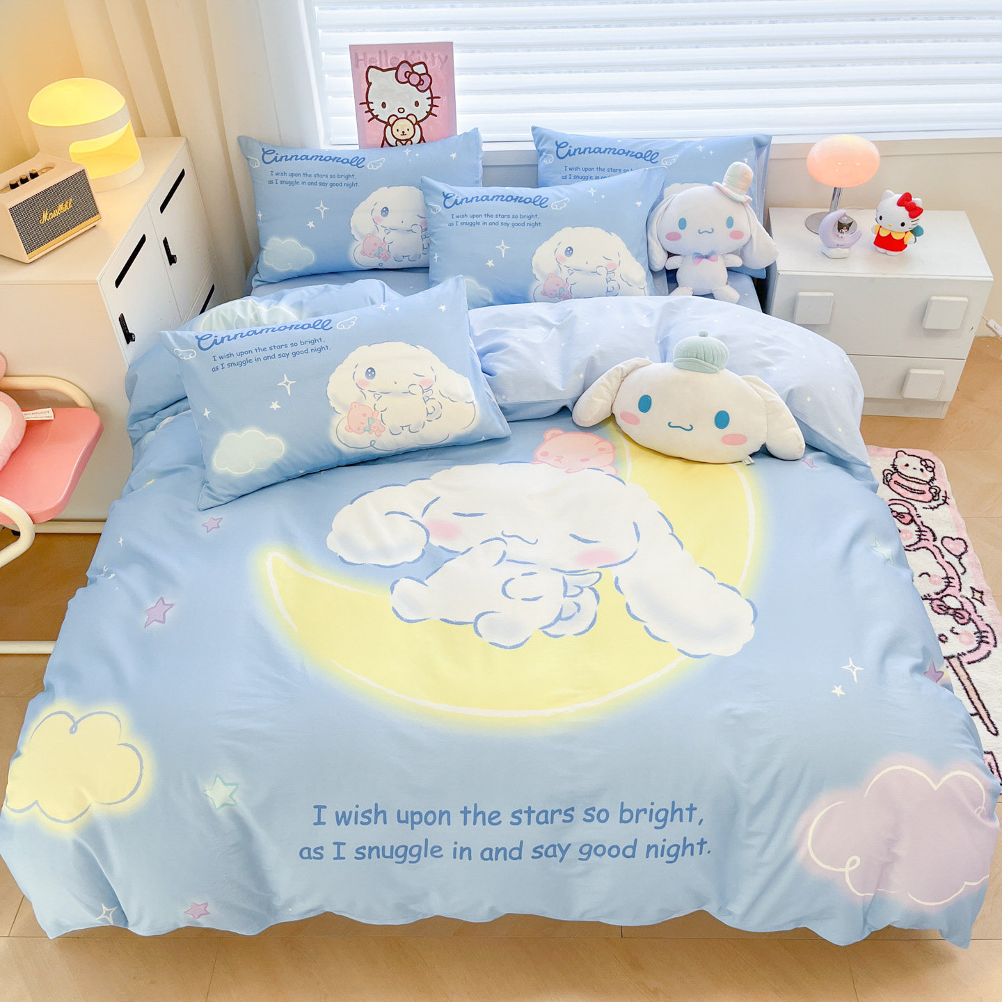 玉桂狗全棉四件套卡通儿童纯棉床单被套大耳狗学生宿舍床上三件套