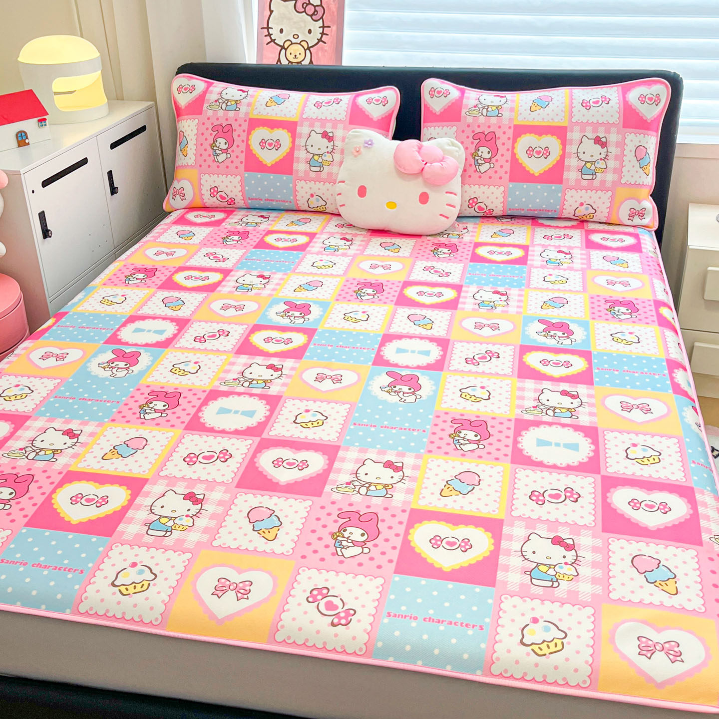 helloKitty儿童凉感冰丝凉席夏季卡通空调席学生上下床席子可机洗