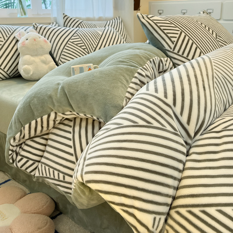 双面加厚牛奶绒床品四件套2025新款冬季保暖珊瑚绒床单被套三件套