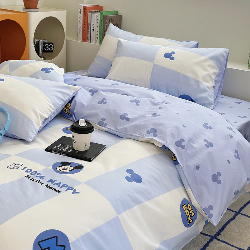 迪士尼纯棉床上四件套全棉儿童宿舍床单被套学生卡通三件套床笠品