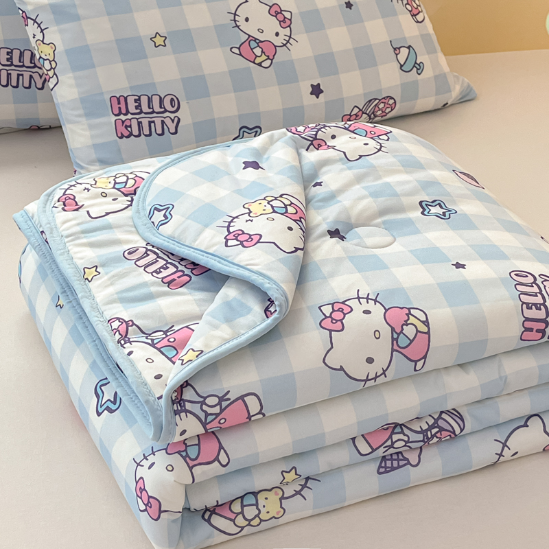 helloKitty针织棉空调被夏凉被儿童夏被三件套可水洗幼儿园