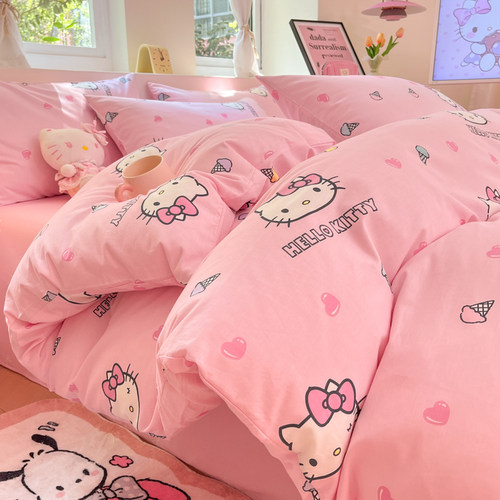 HelloKitty公主风全棉四件套女孩