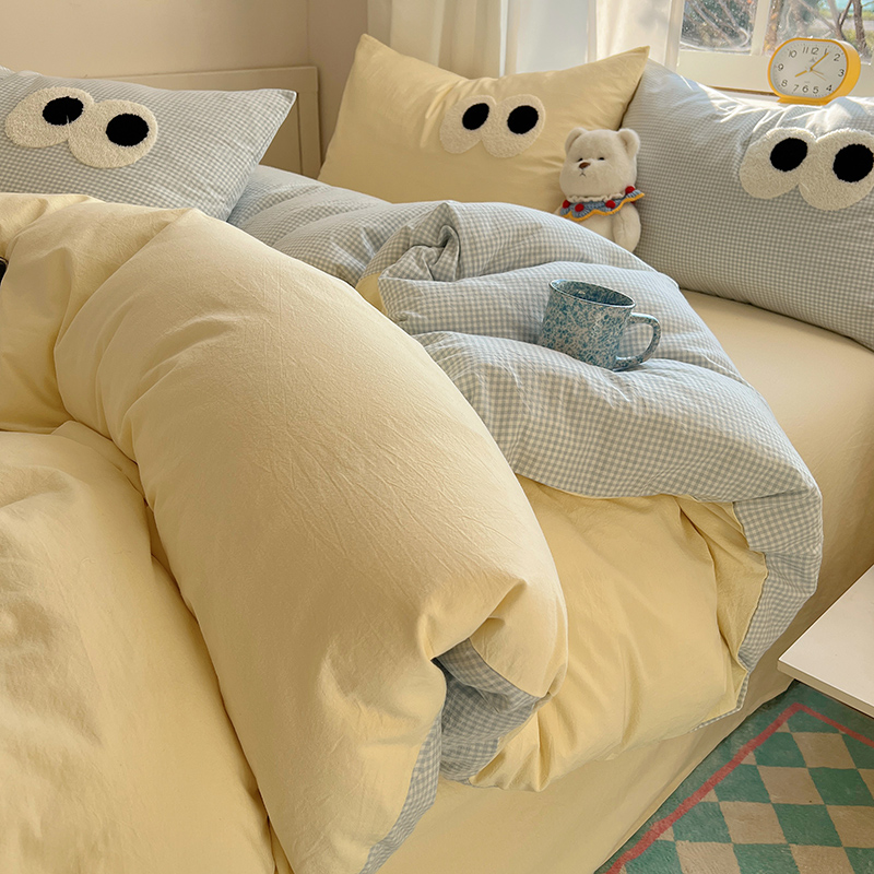 小清新纯棉水洗棉四件套宿舍学生