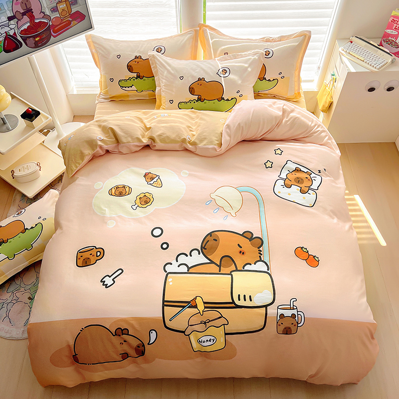 卡皮巴拉純棉被套四件套兒童床品