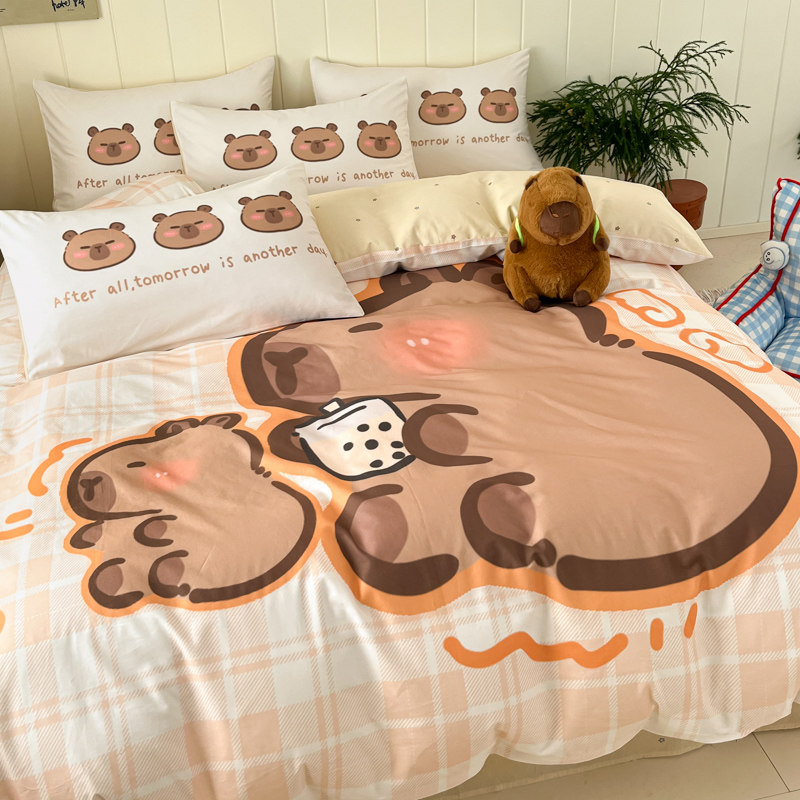 卡皮巴拉纯棉被套单件全棉三件套