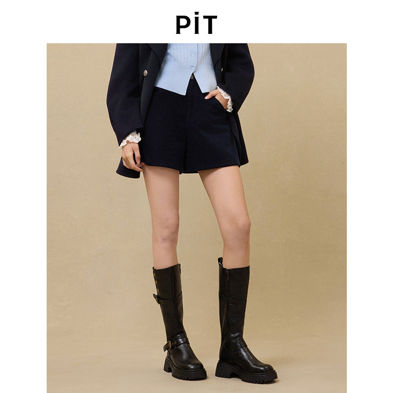 PIT灯芯绒短裤女26秋冬新款高腰A字阔腿短裤显瘦百搭外穿休闲裤