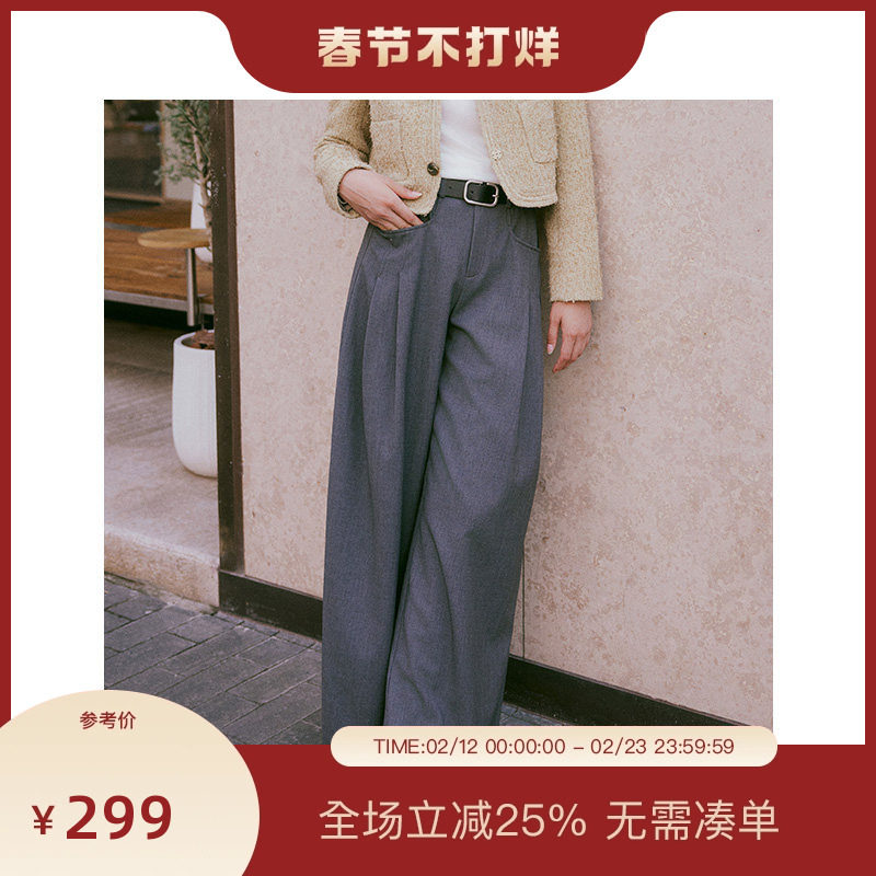 【博主同款】PIT灰色高腰显瘦阔腿直筒休闲裤女2025冬季新款西裤