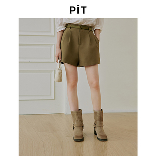 女2025秋季 休闲裤 新款 百搭宽松显瘦西装 PIT复古法式 短裤 高腰时尚