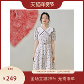 新款 PIT复古娃娃领碎花短袖 连衣裙子女夏季 茶歇小清新a字裙