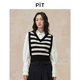 女2025夏薄款 PIT撞色横条纹V领无袖 背心马甲针织衫 透气叠穿上衣
