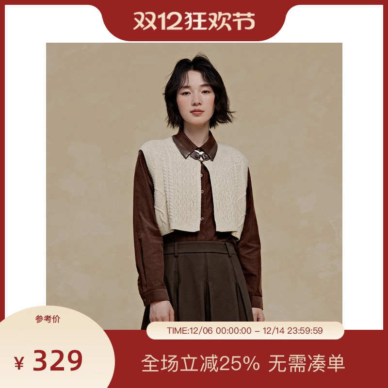 PIT复古两件套长袖衬衫女100%棉2025秋季新款披肩百搭显瘦上衣