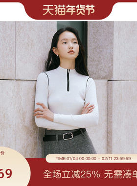 【运动甜心】PIT复古毛针织衫女绵羊毛2025冬季新款白色黑色上衣