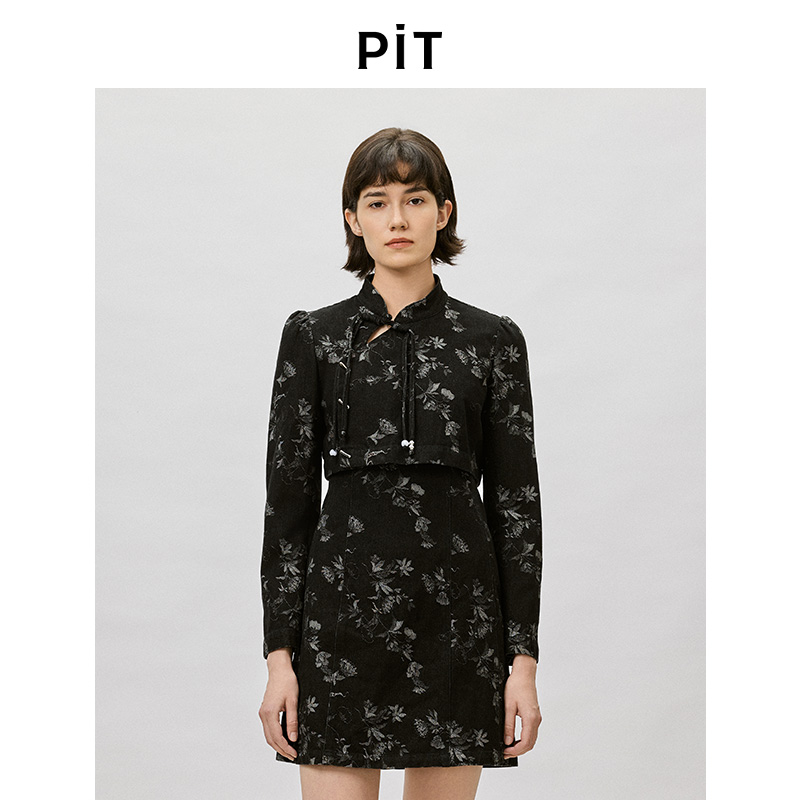 PIT新中式背心款连衣裙100%棉2026春季新款百搭显瘦短裙