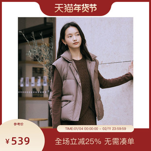 PIT复古咖色羽绒服女2025冬季新款时尚外搭叠穿马夹百搭显瘦