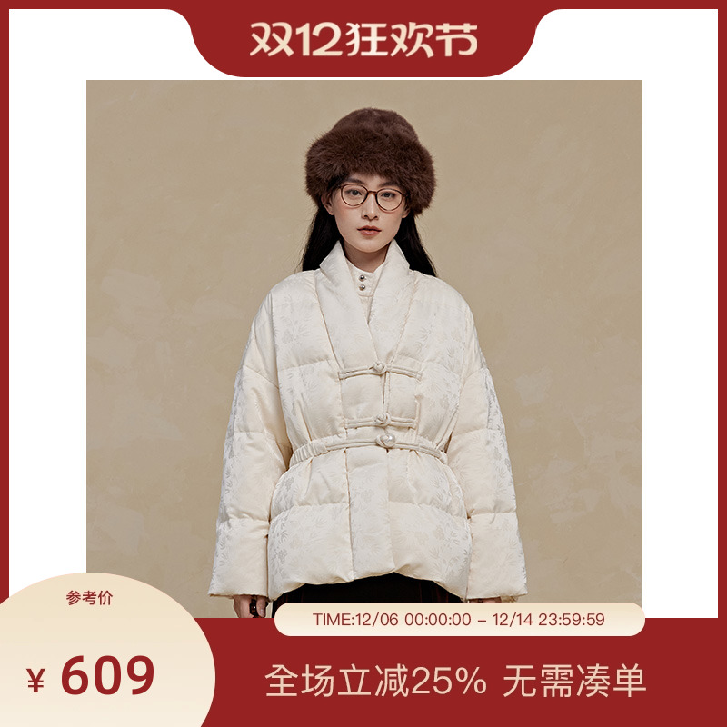 PIT复古中式盘扣羽绒服女2025冬季新款短款小个子显高外套