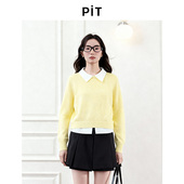 拼接假两件衬衫 领毛针织衫 女2026春季 PIT经典 新款 百搭显瘦上衣