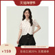 PIT复古碎花刺绣翻领泡泡袖 女2025夏轻薄透气T恤上衣 衬衫 短款 开衫