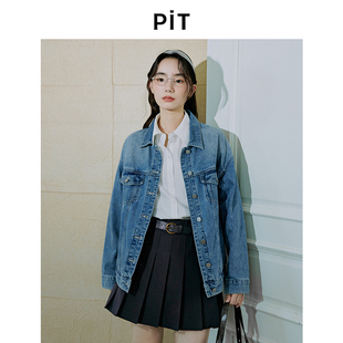 新款 PIT宽松显瘦水洗牛仔短外套休闲上衣女春装 90s复古丹宁