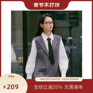 【博主同款】PIT白色衬衫女2025春季新款领结酷飒衬衣百搭上衣