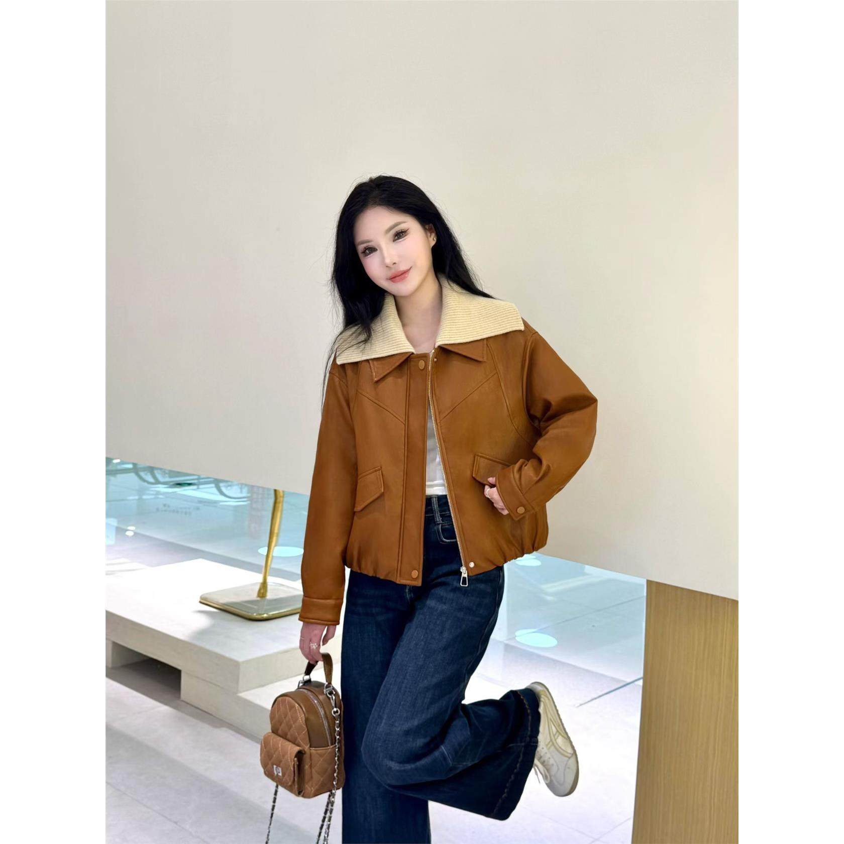 皮衣短外套女秋冬百搭皮夹克上衣