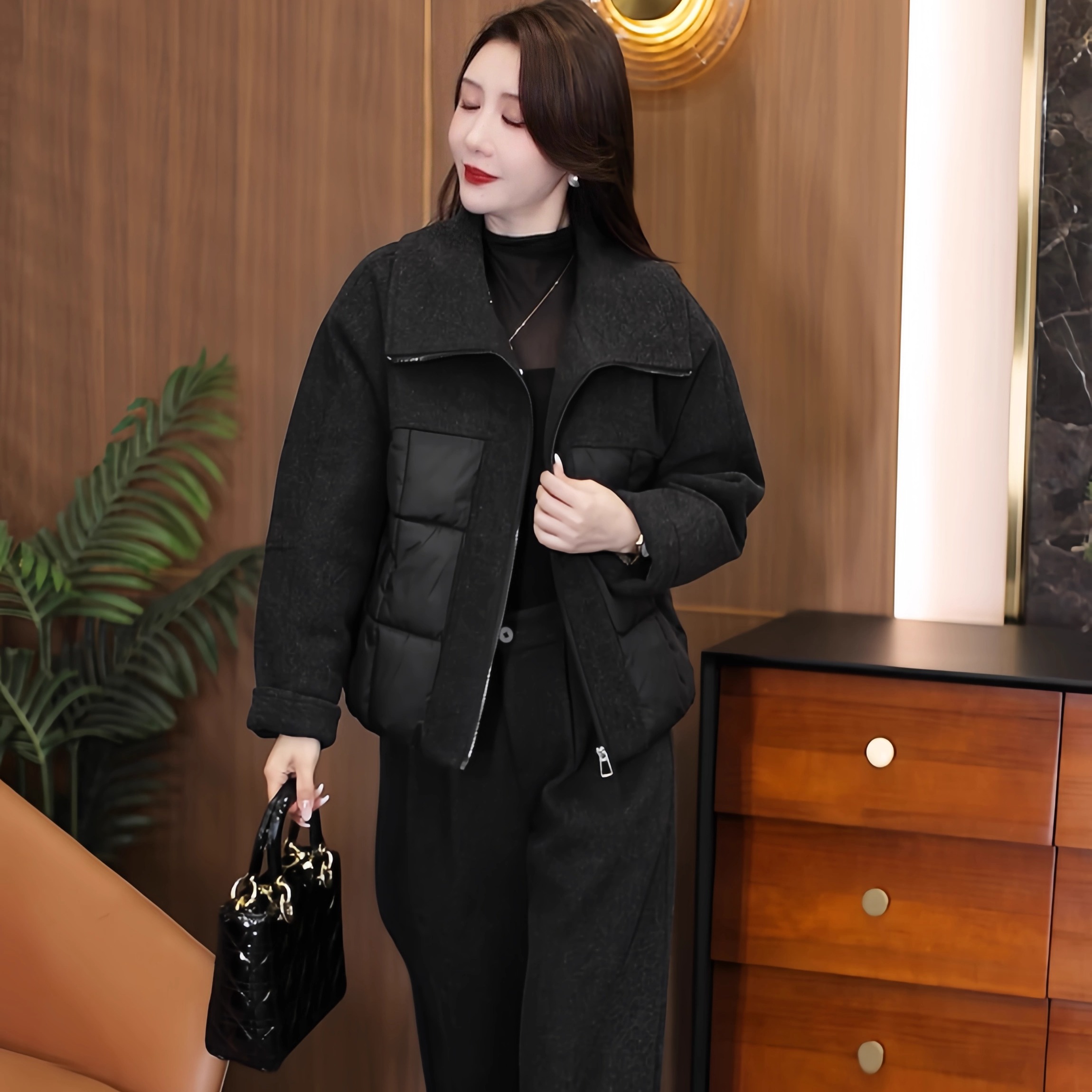 套装女冬季新款外套阔腿裤两件套