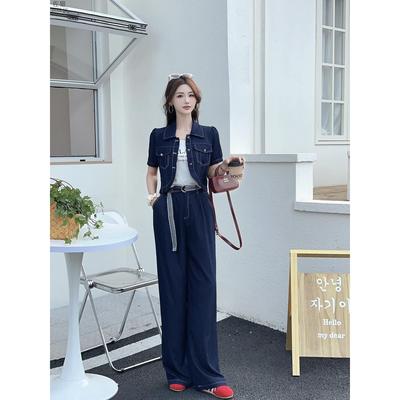 时尚气质高雅设计感显瘦套装女2025夏季新款高级感牛仔三件套女