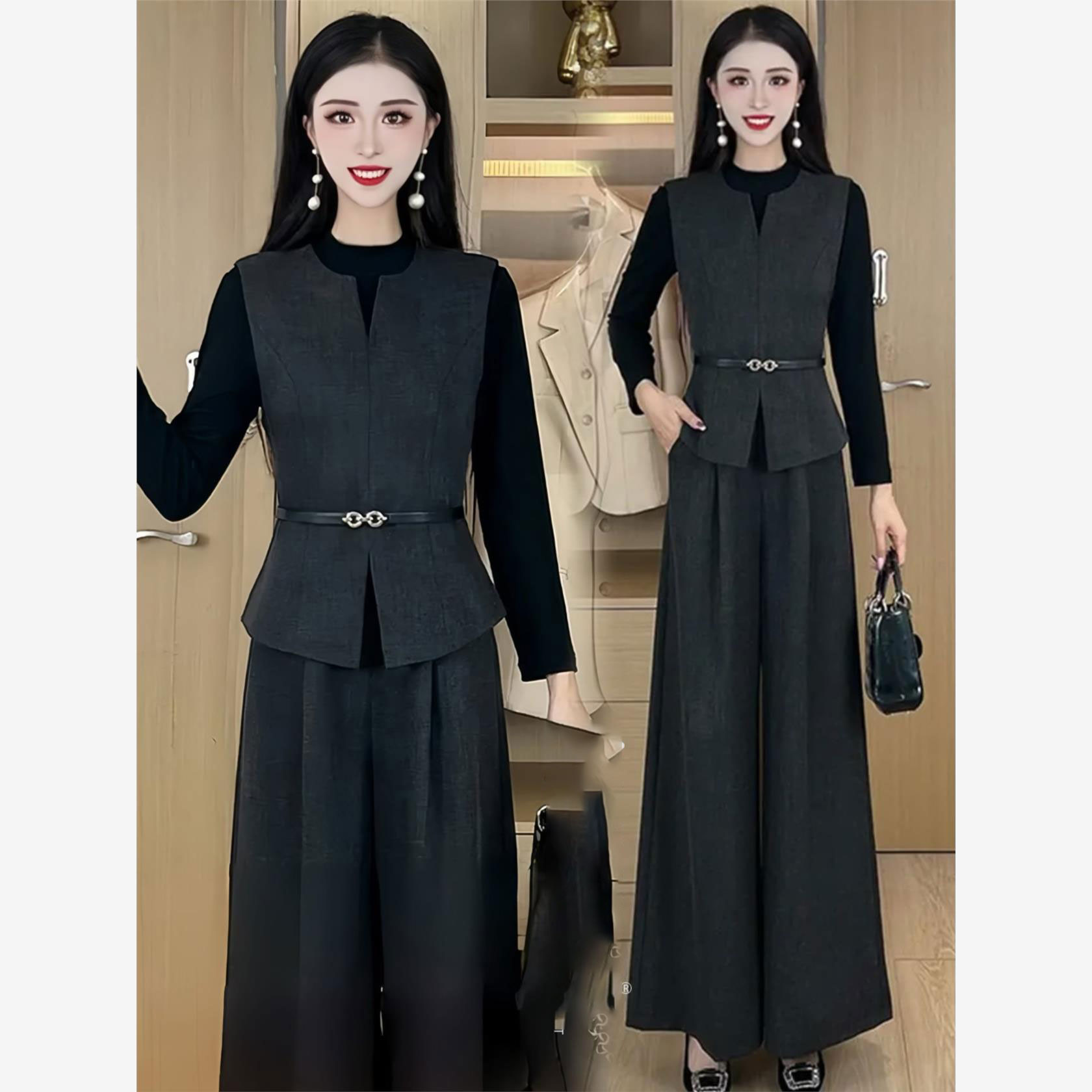 高级感时尚西服套装女穿搭一整套