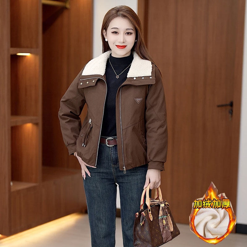 加绒加厚短外套女2025冬季新款时髦洋气毛毛翻领短款休闲夹克上衣,女装/女士精品,短外套,淘宝优惠券,粉丝福利购,淘宝优惠卷