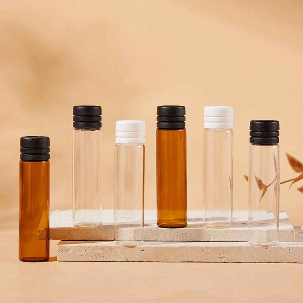 10ml口服液玻璃瓶卡扣撕拉盖透明饮品空瓶精油护肤品乳液分装瓶