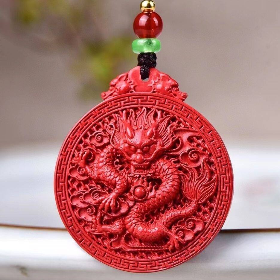 天然原矿朱砂红砂龙牌吊坠本命年帝王砂挂件礼物男女抖音同款