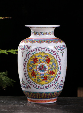 青花玲珑梅瓶 景德镇陶瓷花瓶中式摆件 瓷器客厅家居工艺品礼品