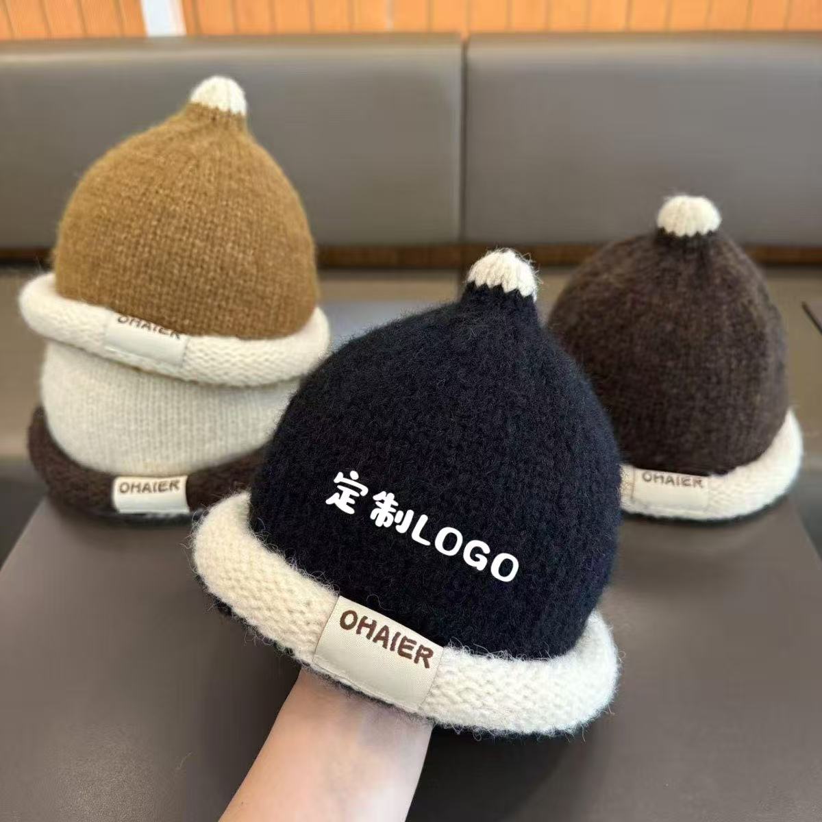 创意冬季针织帽定制logo