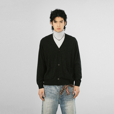 康赛妮100山羊绒男款牛角扣开衫  XTJH线头计划