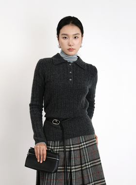 Low*las*ic同款 鄂家KVSS纱线100山羊绒ke罗心扣POLO线头计划