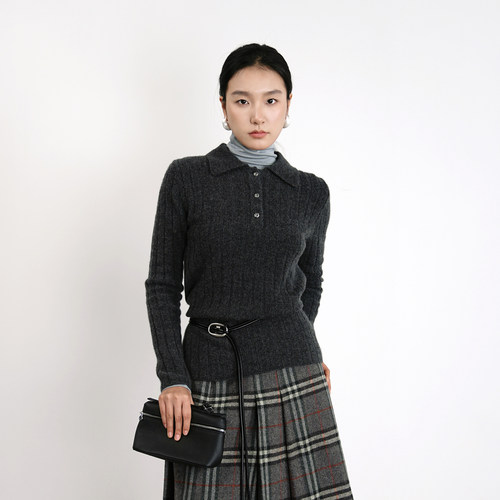 Low*las*ic同款 鄂家KVSS纱线100山羊绒ke罗心扣POLO线头计划