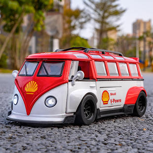 T1巴士敞篷露营房改装 盒装 仿真1比32 合金汽车模型摆件玩具 版