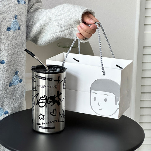高颜值不锈钢保温吸管杯
