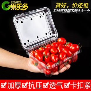 一次性水果盒子包装盒透明有盖一斤装草莓打包盒500克塑料樱桃盒