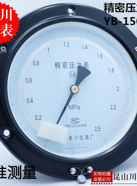 轴向带边精密压力表YB-150ZT上海天川仪表0.4级高精度面板式安装