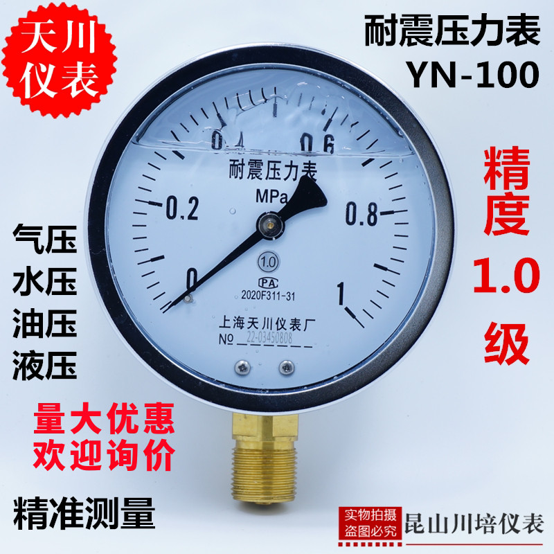抗震防震YN-100上海天川仪表高精度1.0级耐震压力表冲油压液压表