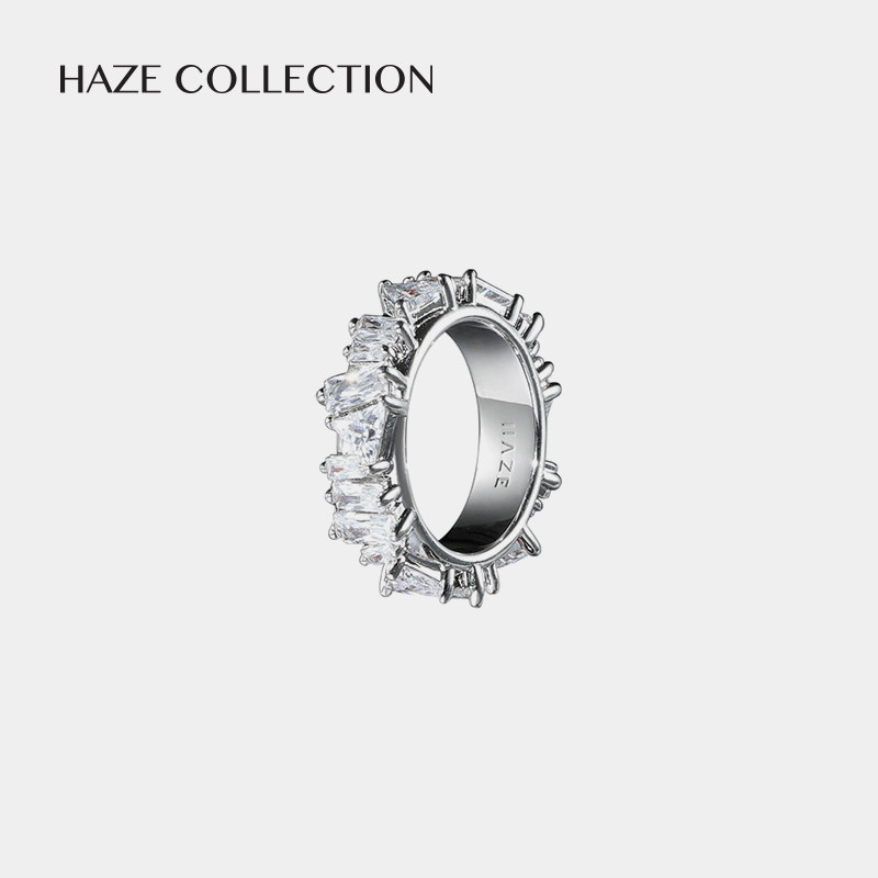 HAZE首饰 天然锆石戒指 不规则设计 镶嵌彩色宝石戒指女 SPIKE UP