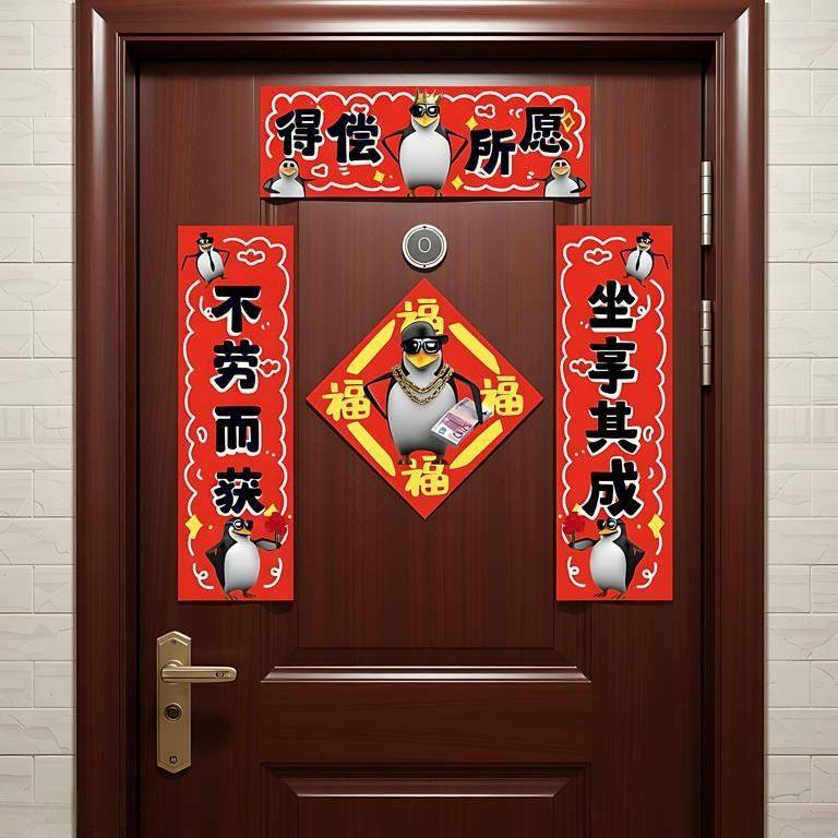 马年企鹅春联2026年高雅学生企鹅抽象对联春联门贴装饰品春节福字,节庆用品/礼品,对联,淘宝优惠券,粉丝福利购,淘宝优惠卷