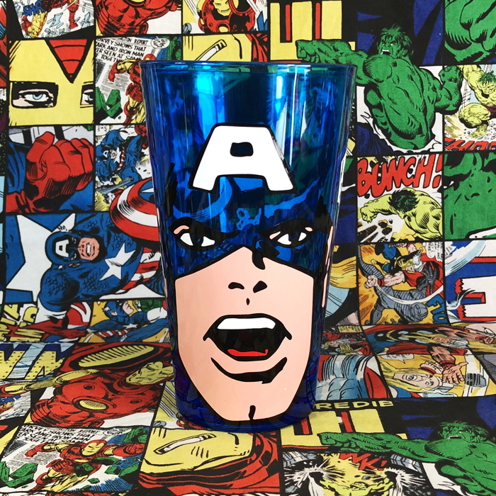 漫威marvel美国队长蜘蛛侠绿巨人头像面具玻璃杯水杯
