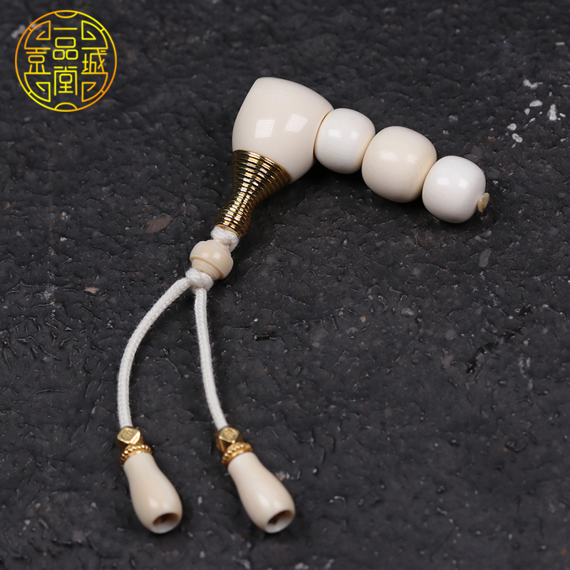 猛犸象牙榫卯三通佛头套装 顶珠腰珠背云绳束弟子珠手串配件隔珠