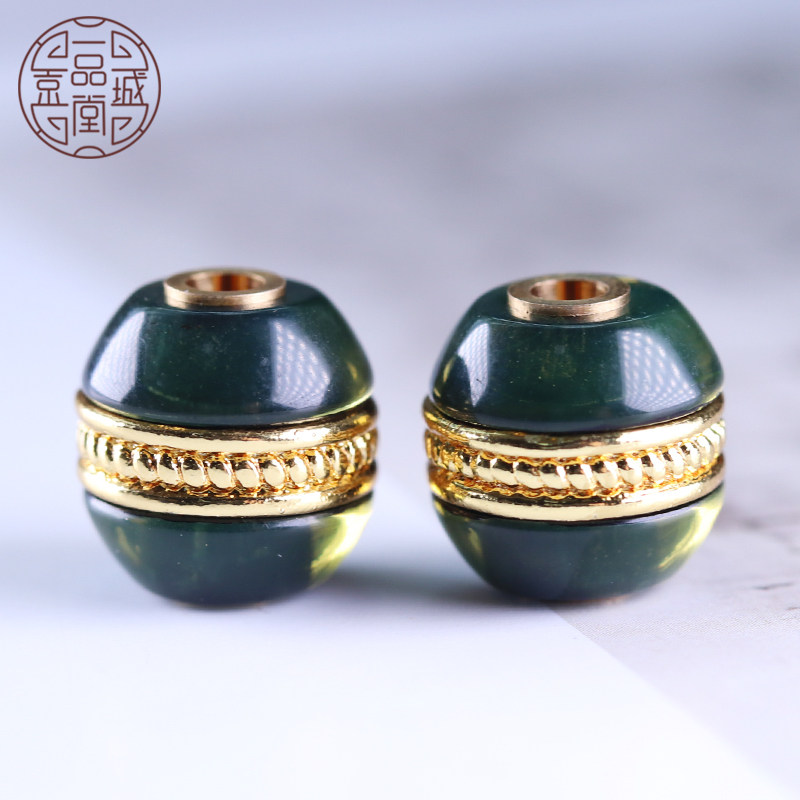 天然缅甸琥珀蓝珀汉堡珠桶珠隔珠腰顶珠星月菩提手串项链配件饰品