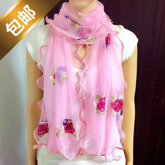 women scarf fashion女丝巾 荷叶边民族风少数舞绣花女士时尚春秋