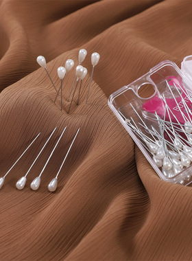 scarf safety pin 水滴形珍珠白色大头针定位针头巾固定针盒装