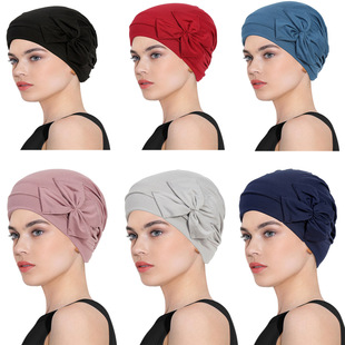 Cap women fashion 头巾帽蝴蝶结头饰无檐小便帽女式简单纯色帽子